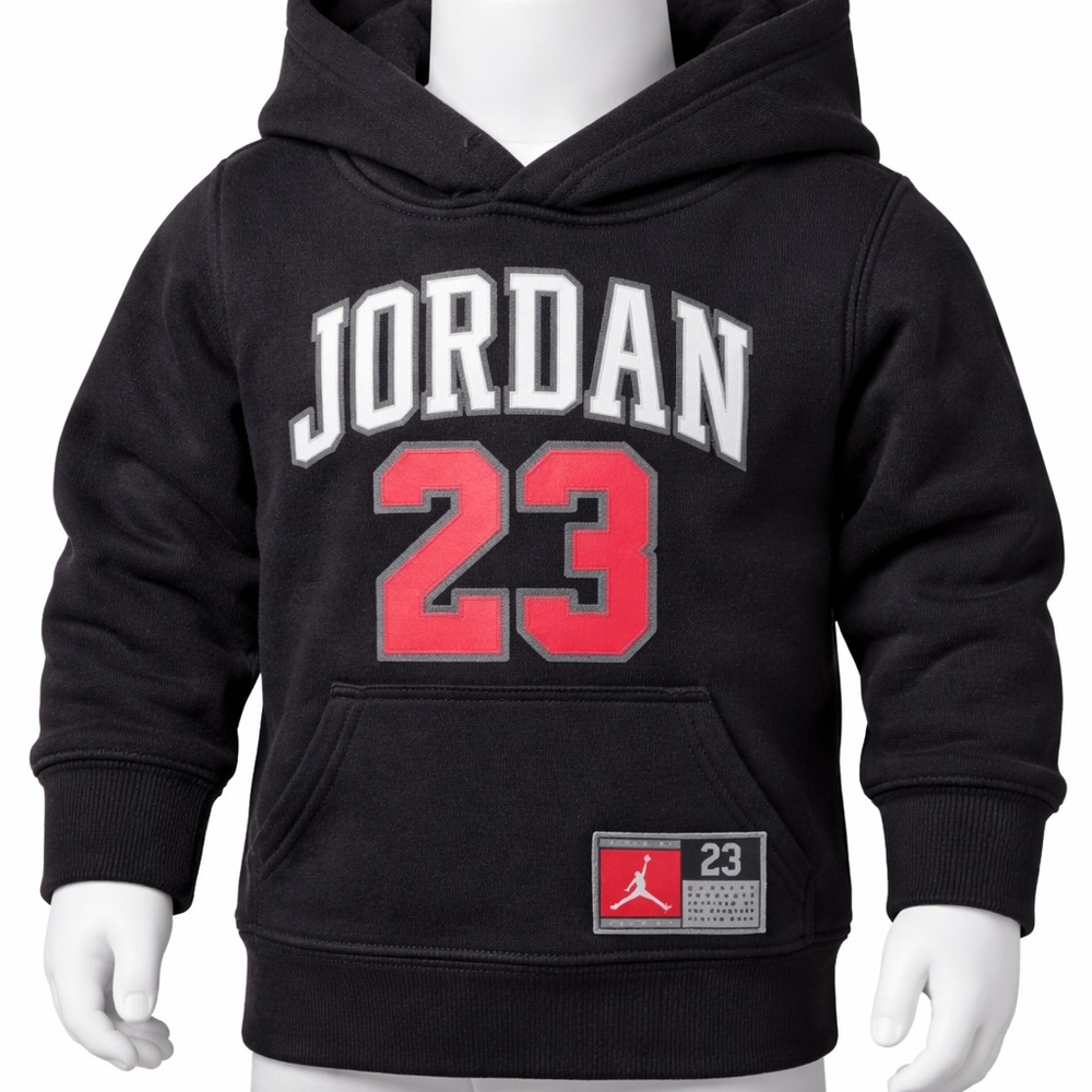 Jordan Black Hoodie with Red 23 and White Logo Patch